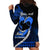 Personalised Hawaii Hoodie Dress Maui Be Strong Kakau Blue Version LT01 - Polynesian Pride