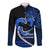 Personalised Hawaii Long Sleeve Button Shirt Maui Be Strong Kakau Blue Version LT01 Unisex Blue - Polynesian Pride