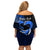 Personalised Hawaii Off Shoulder Short Dress Maui Be Strong Kakau Blue Version LT01 - Polynesian Pride