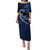 Personalised Hawaii Puletasi Maui Be Strong Kakau Blue Version LT01 Long Dress Blue - Polynesian Pride