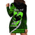 Personalised Hawaii Hoodie Dress Maui Be Strong Kakau Green Version LT01 - Polynesian Pride