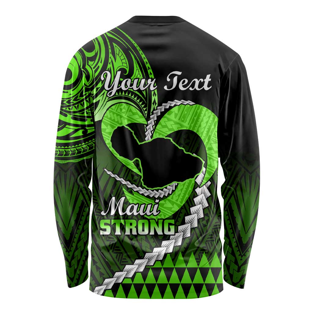 Personalised Hawaii Long Sleeve Shirt Maui Be Strong Kakau Green Version LT01 - Polynesian Pride