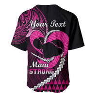 Personalised Hawaii Baseball Jersey Maui Be Strong Kakau Pink Version LT01 - Polynesian Pride