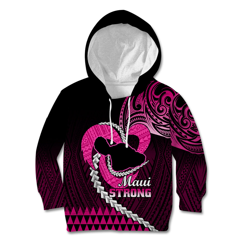 Personalised Hawaii Kid Hoodie Maui Be Strong Kakau Pink Version LT01 Hoodie Pink - Polynesian Pride