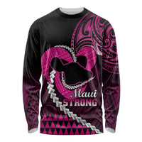 Personalised Hawaii Long Sleeve Shirt Maui Be Strong Kakau Pink Version LT01