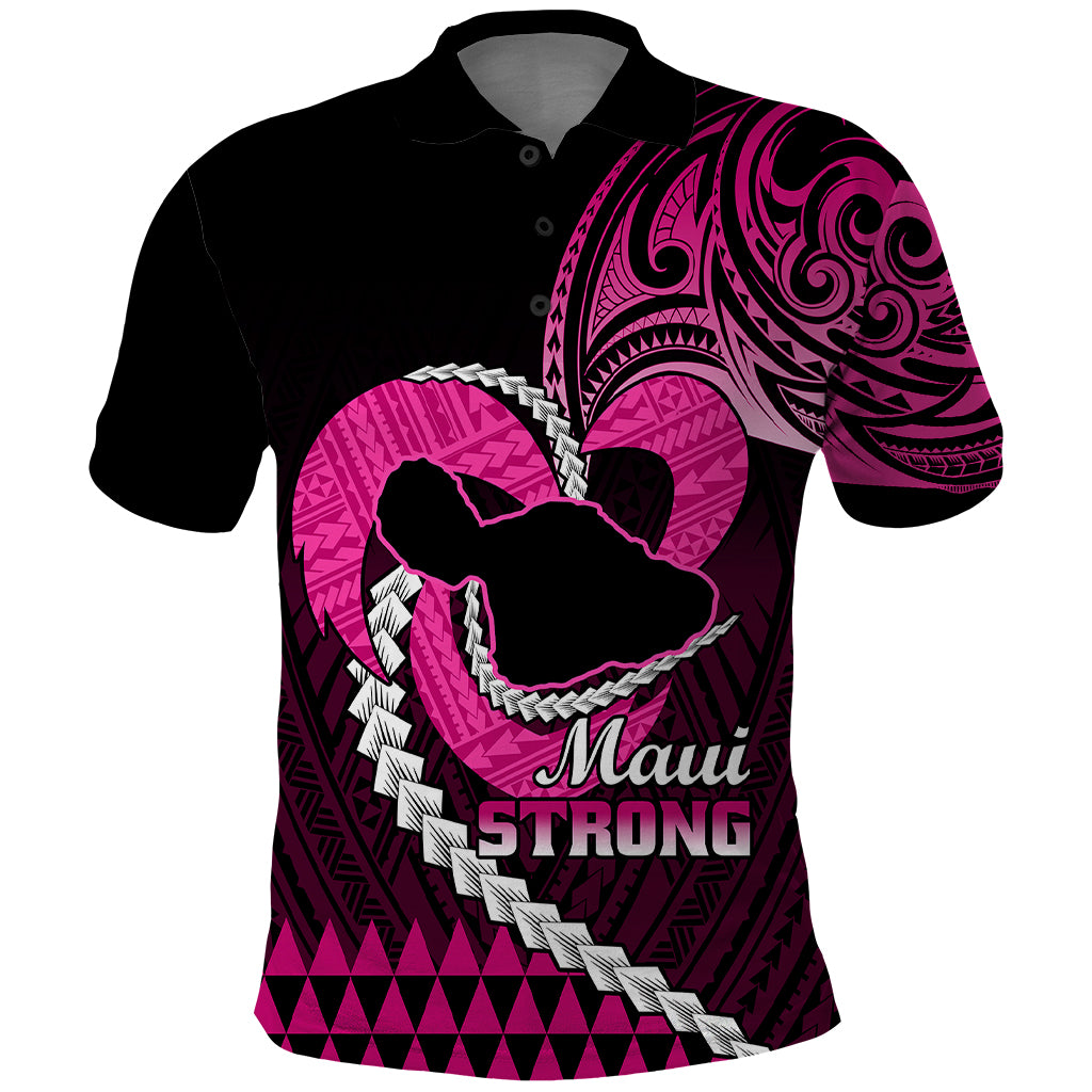 Personalised Hawaii Polo Shirt Maui Be Strong Kakau Pink Version LT01 Pink - Polynesian Pride