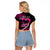 Personalised Hawaii Raglan Cropped T Shirt Maui Be Strong Kakau Pink Version LT01 - Polynesian Pride