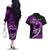 Personalised Hawaii Couples Matching Off The Shoulder Long Sleeve Dress and Hawaiian Shirt Maui Be Strong Kakau Purple Version LT01 - Polynesian Pride