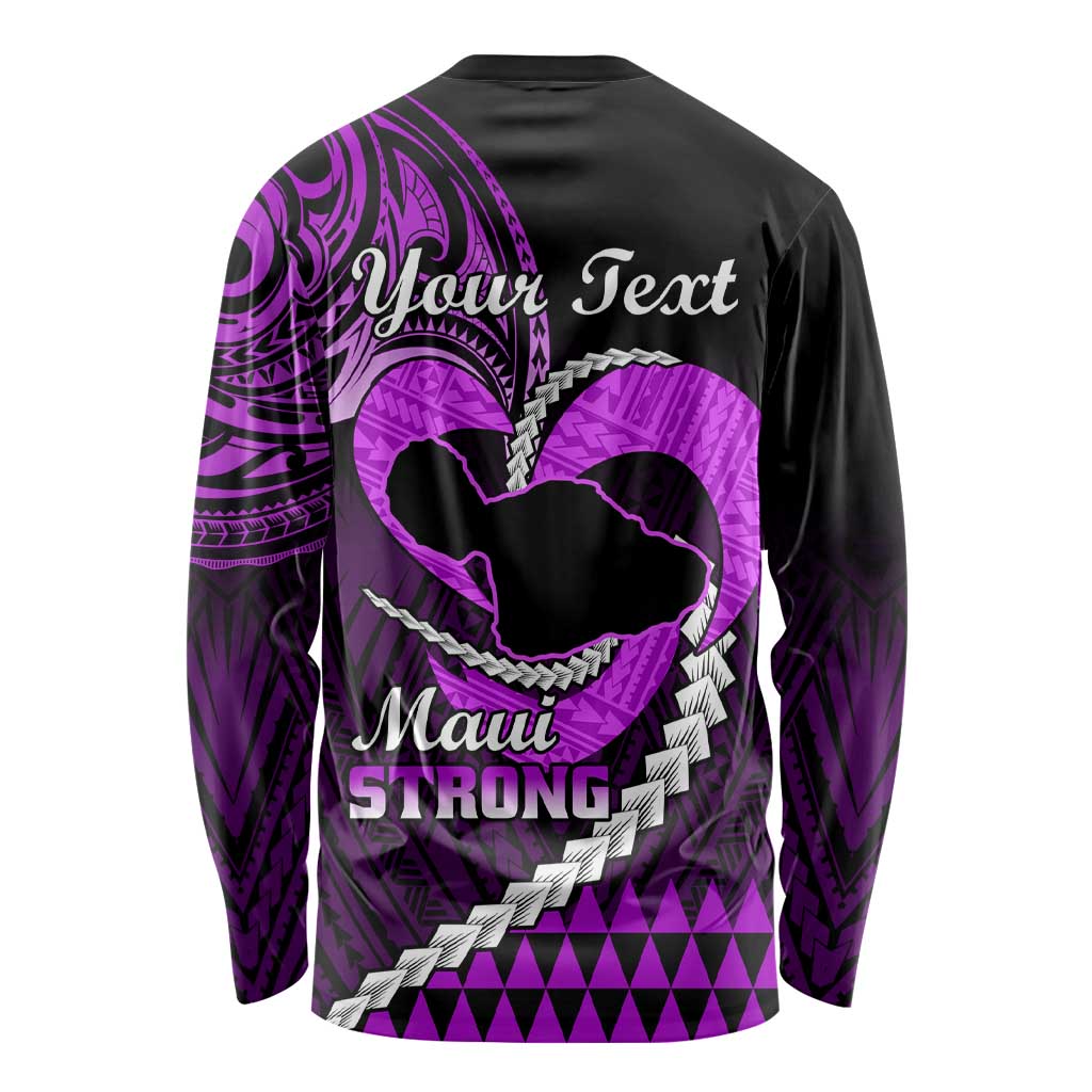 Personalised Hawaii Long Sleeve Shirt Maui Be Strong Kakau Purple Version LT01 - Polynesian Pride