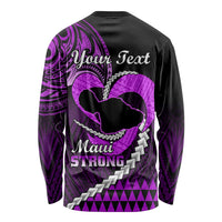 Personalised Hawaii Long Sleeve Shirt Maui Be Strong Kakau Purple Version LT01 - Polynesian Pride
