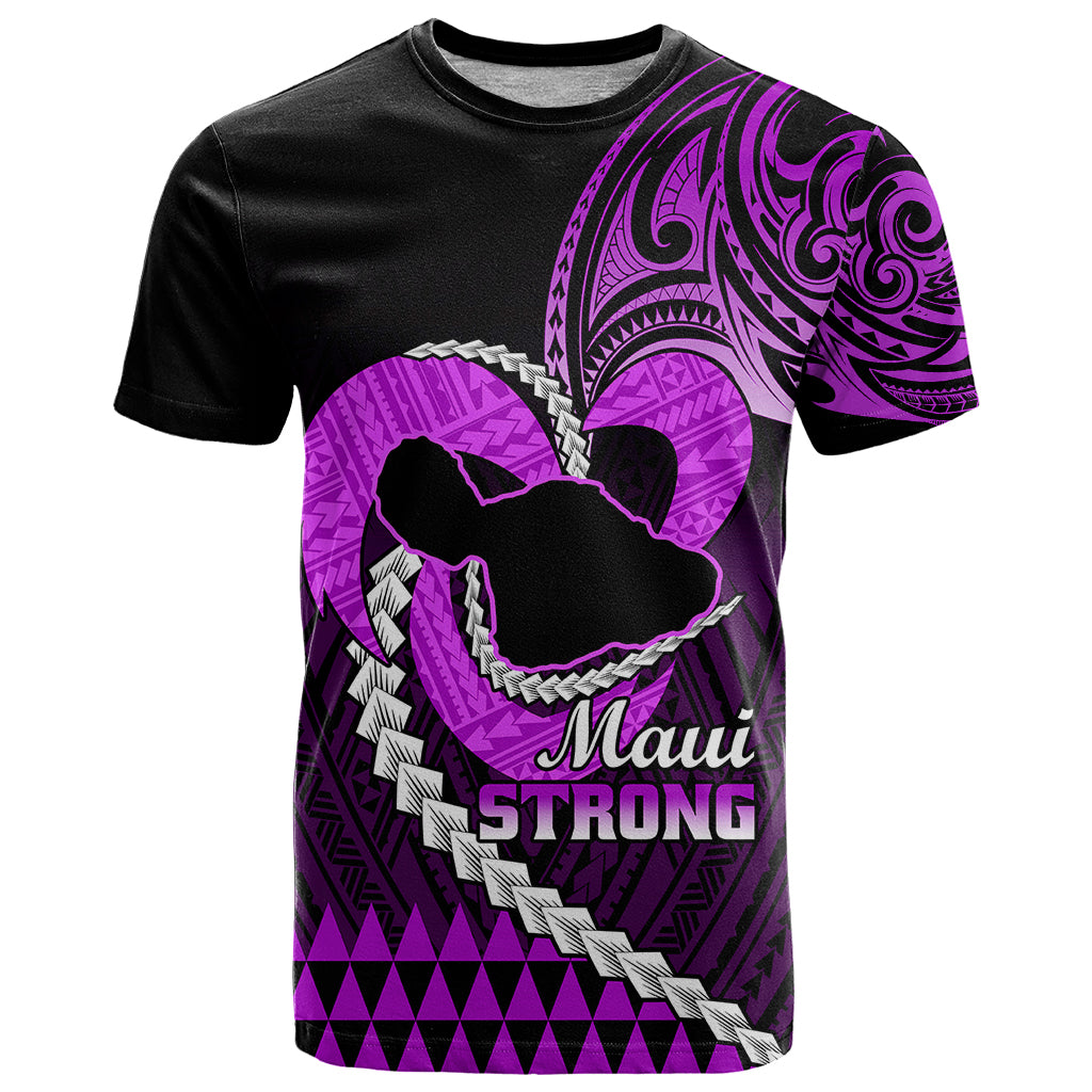 Personalised Hawaii T Shirt Maui Be Strong Kakau Purple Version LT01 Purple - Polynesian Pride