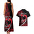Personalised Hawaii Couples Matching Tank Maxi Dress and Hawaiian Shirt Maui Be Strong Kakau Red Version LT01 - Polynesian Pride