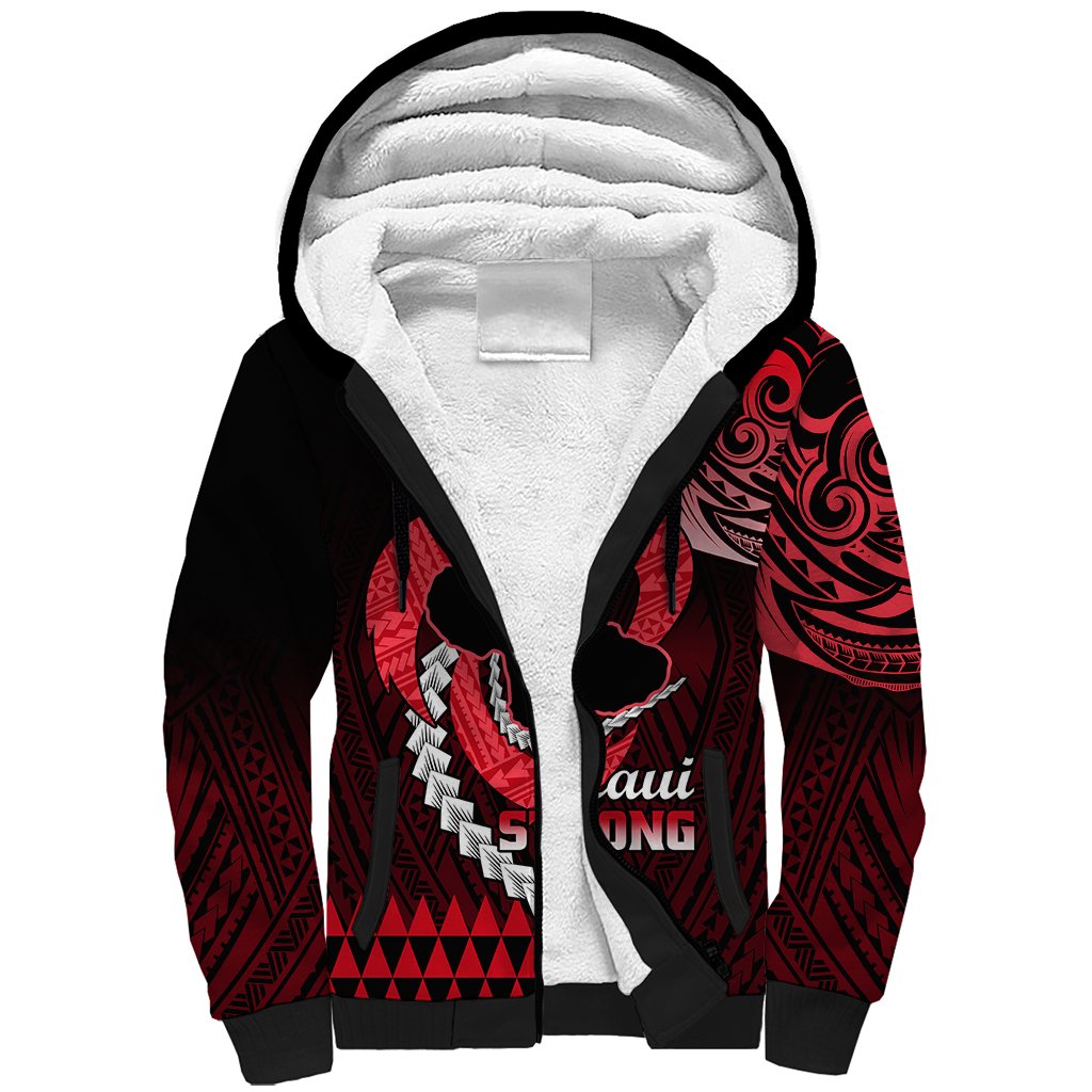 Personalised Hawaii Sherpa Hoodie Maui Be Strong Kakau Red Version LT01 Unisex Red - Polynesian Pride