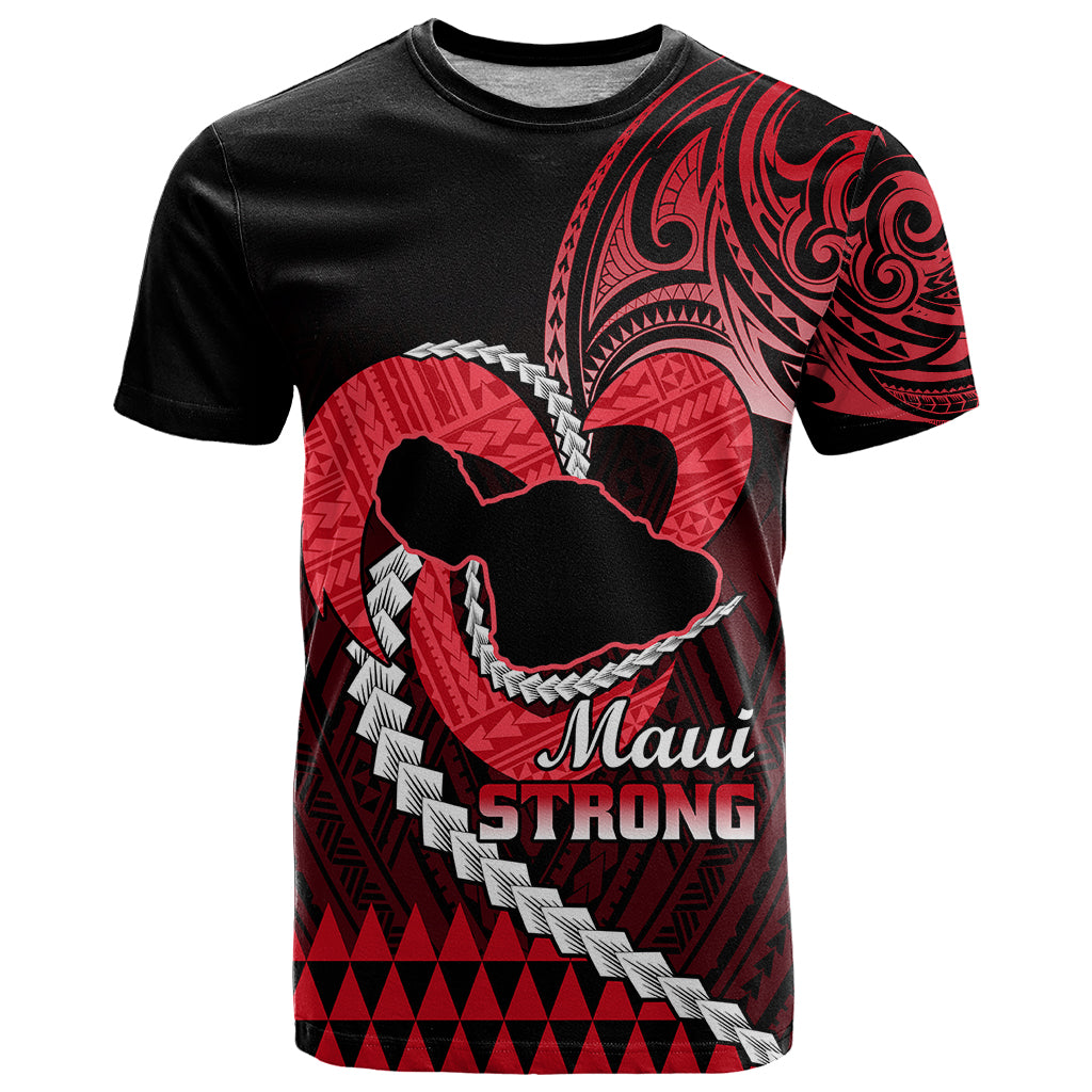 Personalised Hawaii T Shirt Maui Be Strong Kakau Red Version LT01 Red - Polynesian Pride