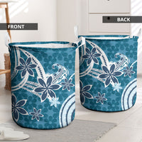 Hawaii Pupuala Plumeria Blue Laundry Basket Polynesian Pattern LT01 - Polynesian Pride
