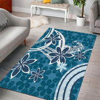Hawaii Pupuala Plumeria Blue Area Rug Polynesian Pattern LT01 - Polynesian Pride