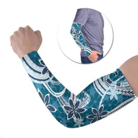 Hawaii Pupuala Plumeria Blue Arm Sleeves Polynesian Pattern LT01 Set of 2 Blue - Polynesian Pride