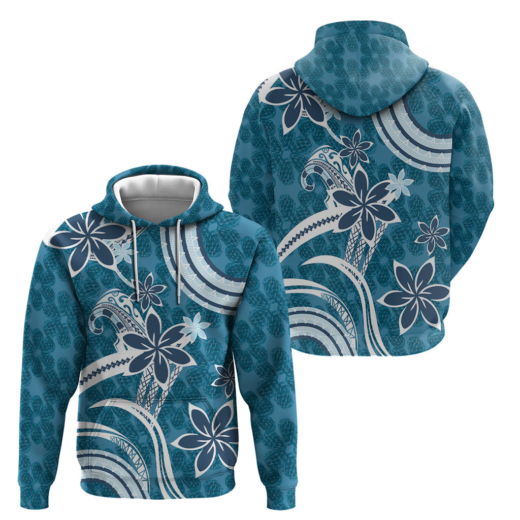 Hawaii Pupuala Plumeria Blue Hoodie Polynesian Pattern LT01 - Polynesian Pride