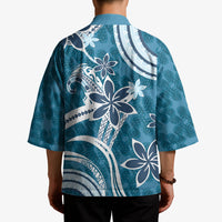 Hawaii Pupuala Plumeria Blue Kimono Polynesian Pattern LT01 - Polynesian Pride
