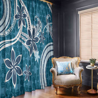 Hawaii Pupuala Plumeria Blue Window Curtain Polynesian Pattern LT01 - Polynesian Pride