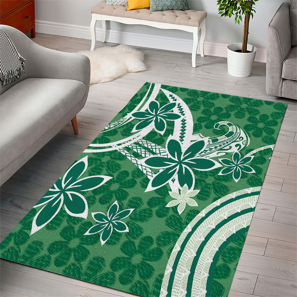 Hawaii Pupuala Plumeria Green Area Rug Polynesian Pattern LT01 - Polynesian Pride
