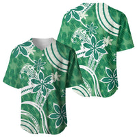 Hawaii Pupuala Plumeria Green Baseball Jersey Polynesian Pattern LT01 - Polynesian Pride