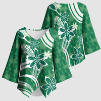 Hawaii Pupuala Plumeria Green Kimono Sleeve Blouse Polynesian Pattern LT01 - Polynesian Pride