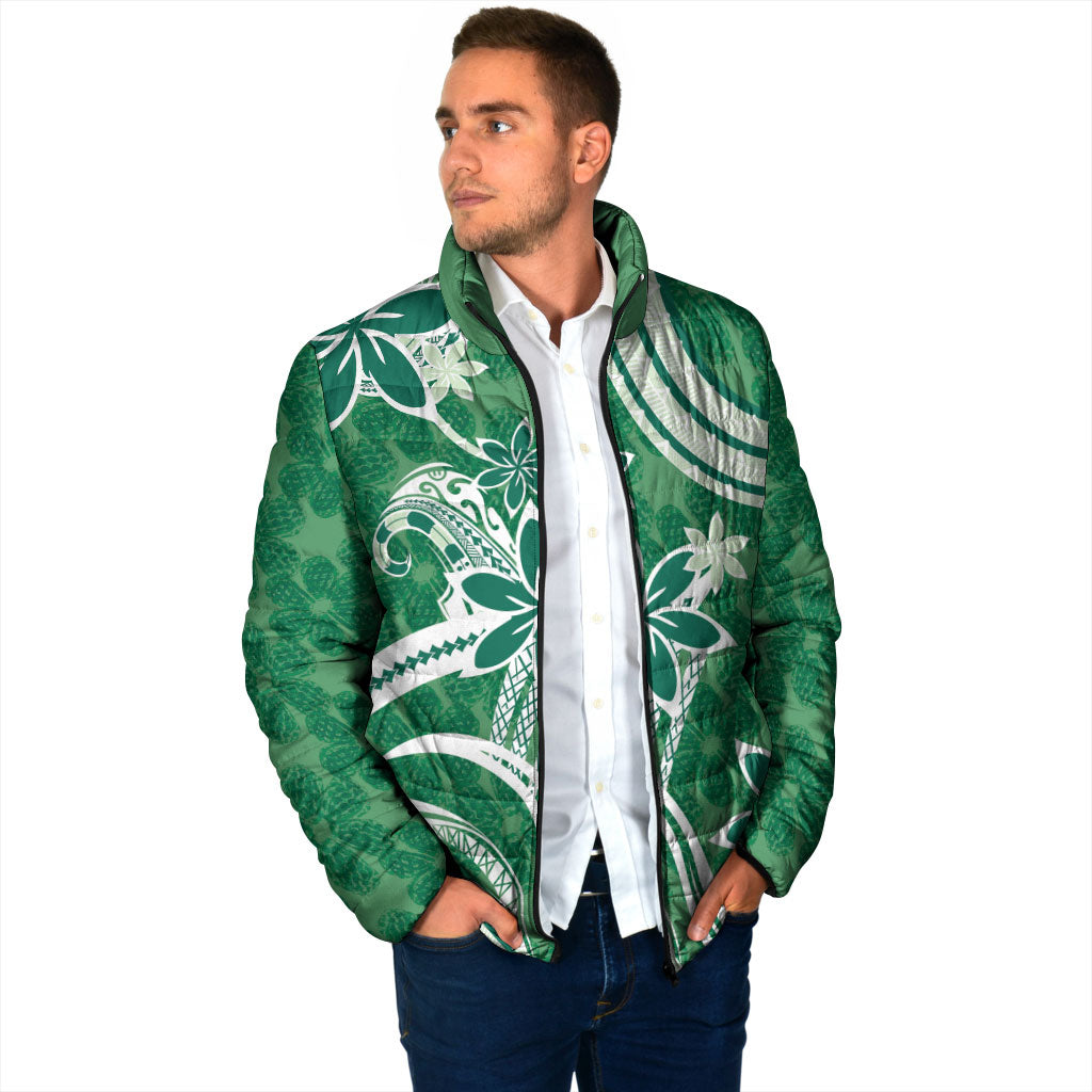 Hawaii Pupuala Plumeria Green Padded Jacket Polynesian Pattern LT01 - Polynesian Pride