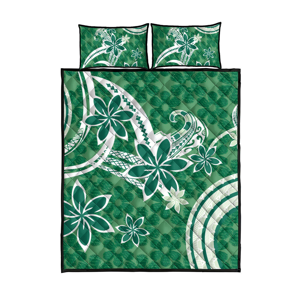 Hawaii Pupuala Plumeria Green Quilt Bed Set Polynesian Pattern LT01 - Polynesian Pride