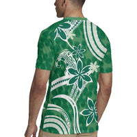 Hawaii Pupuala Plumeria Green Rugby Jersey Polynesian Pattern LT01 - Polynesian Pride