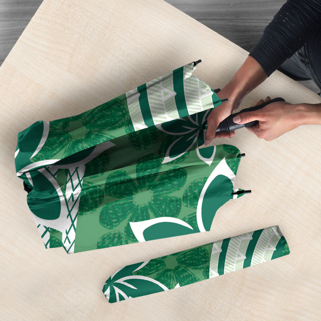 Hawaii Pupuala Plumeria Green Umbrella Polynesian Pattern LT01 - Polynesian Pride