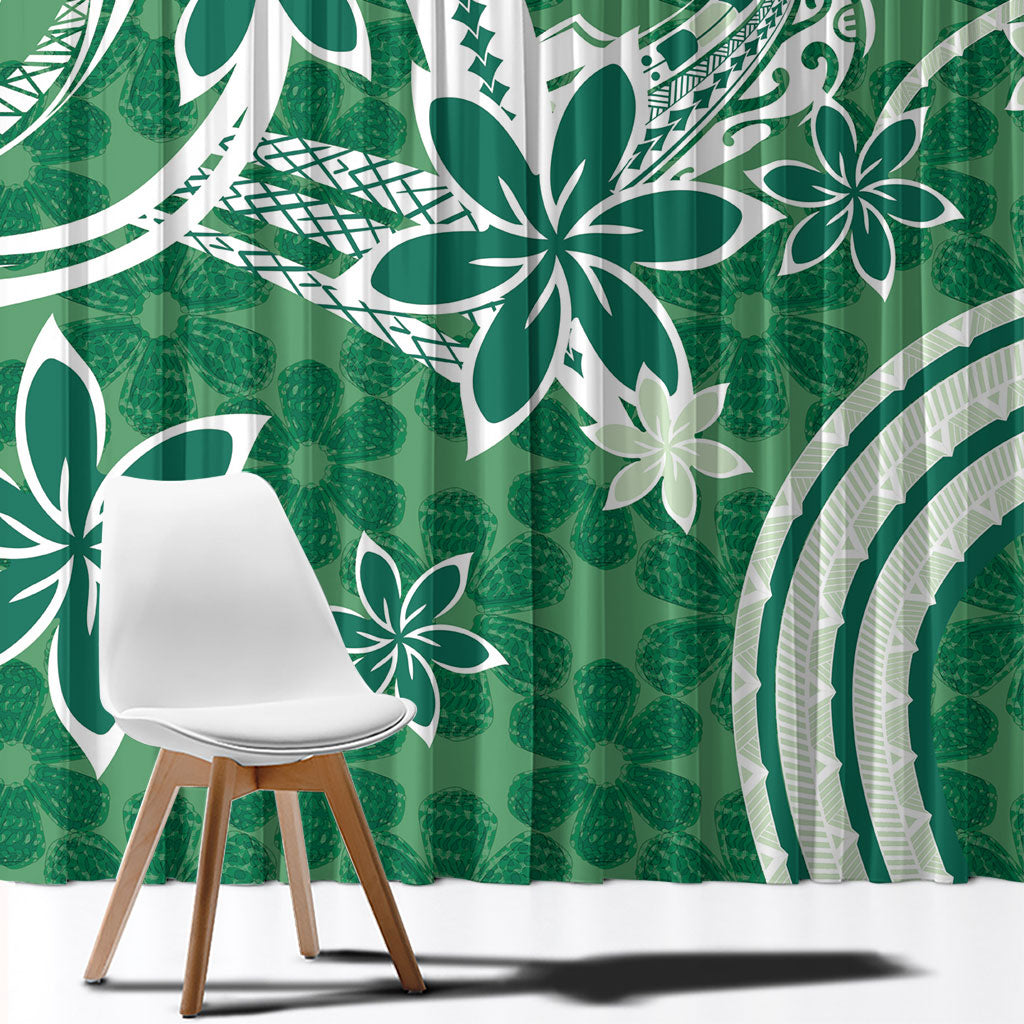 Hawaii Pupuala Plumeria Green Window Curtain Polynesian Pattern LT01 - Polynesian Pride