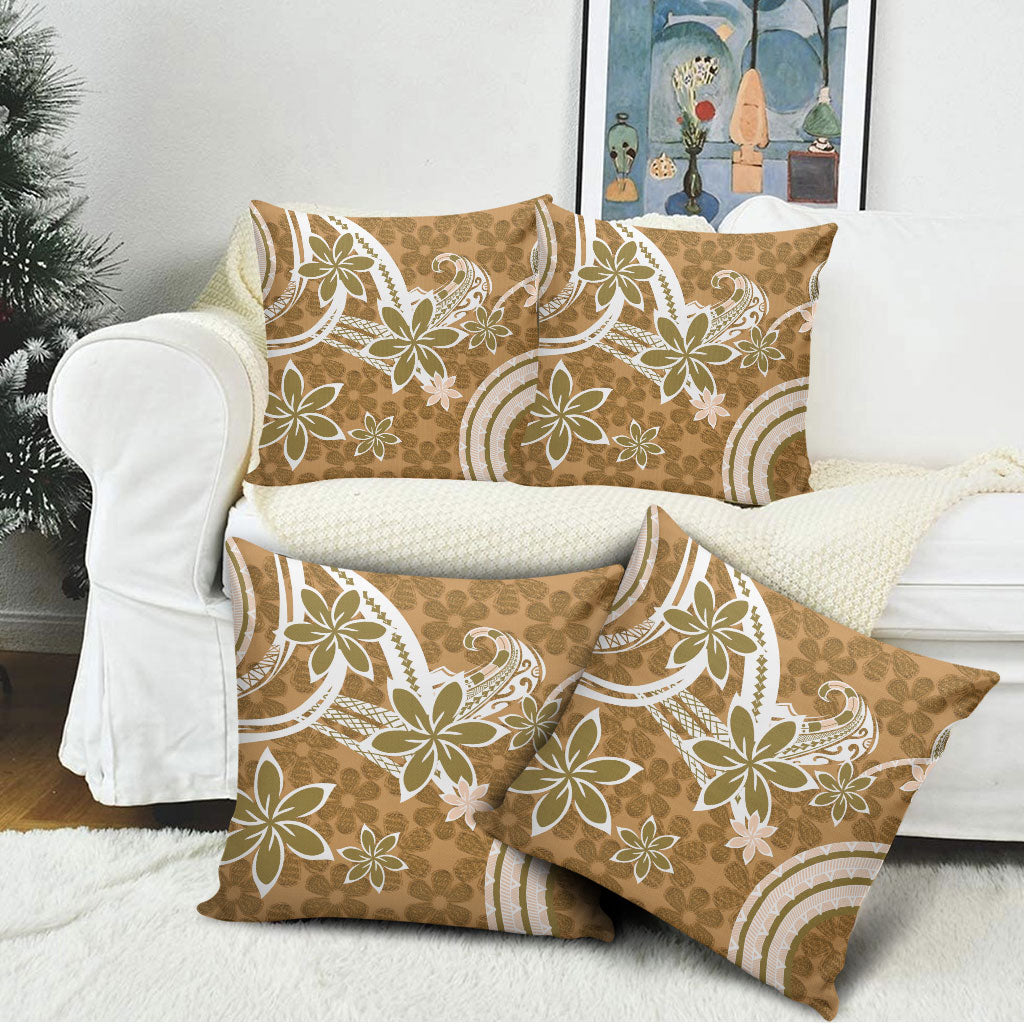 Hawaii Pupuala Plumeria Light Brown Pillow Cover Polynesian Pattern LT01 - Polynesian Pride