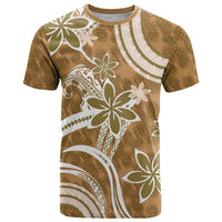 Hawaii Pupuala Plumeria Light Brown T Shirt Polynesian Pattern LT01 Light Brown - Polynesian Pride