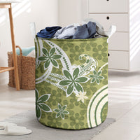 Hawaii Pupuala Plumeria Olive Green Laundry Basket Polynesian Pattern LT01 Olive Green - Polynesian Pride