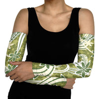 Hawaii Pupuala Plumeria Olive Green Arm Sleeves Polynesian Pattern LT01 - Polynesian Pride
