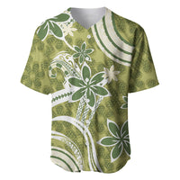 Hawaii Pupuala Plumeria Olive Green Baseball Jersey Polynesian Pattern LT01 Olive Green - Polynesian Pride