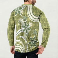 Hawaii Pupuala Plumeria Olive Green Button Sweatshirt Polynesian Pattern LT01 - Polynesian Pride