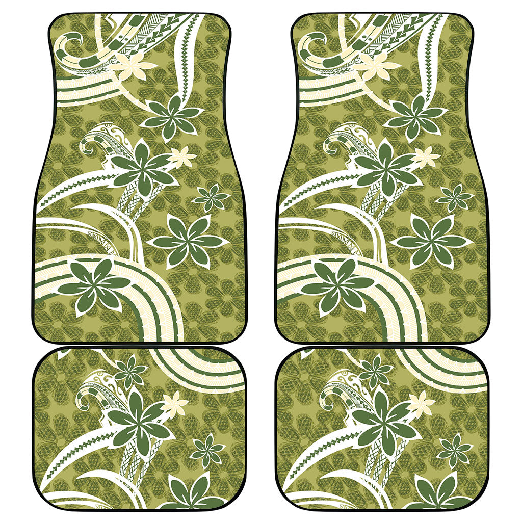 Hawaii Pupuala Plumeria Olive Green Car Mats Polynesian Pattern LT01 - Polynesian Pride
