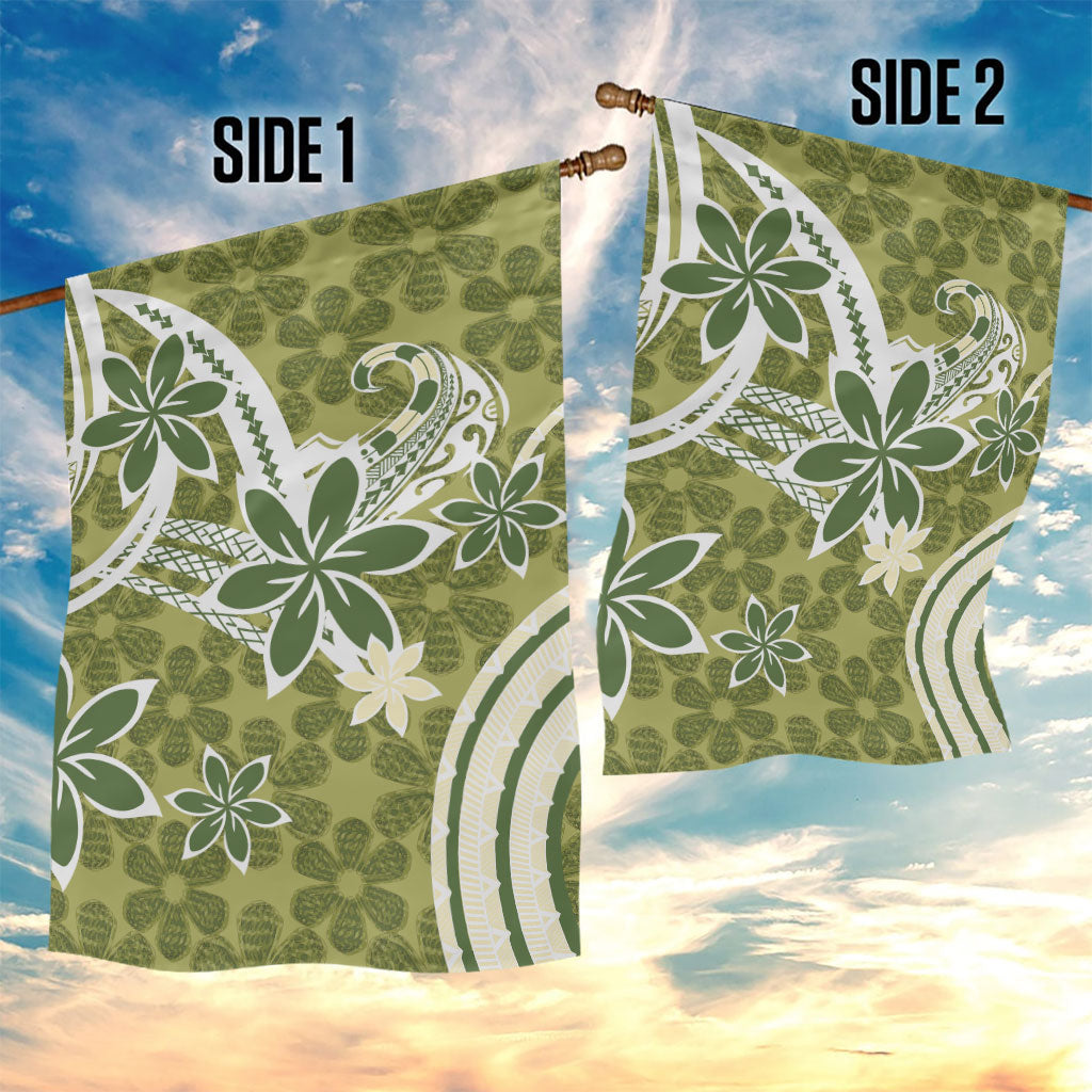 Hawaii Pupuala Plumeria Olive Green Garden Flag Polynesian Pattern LT01 - Polynesian Pride