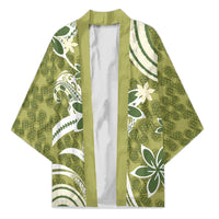 Hawaii Pupuala Plumeria Olive Green Kimono Polynesian Pattern LT01 Unisex Olive Green - Polynesian Pride