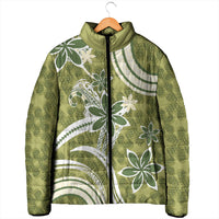 Hawaii Pupuala Plumeria Olive Green Padded Jacket Polynesian Pattern LT01 - Polynesian Pride