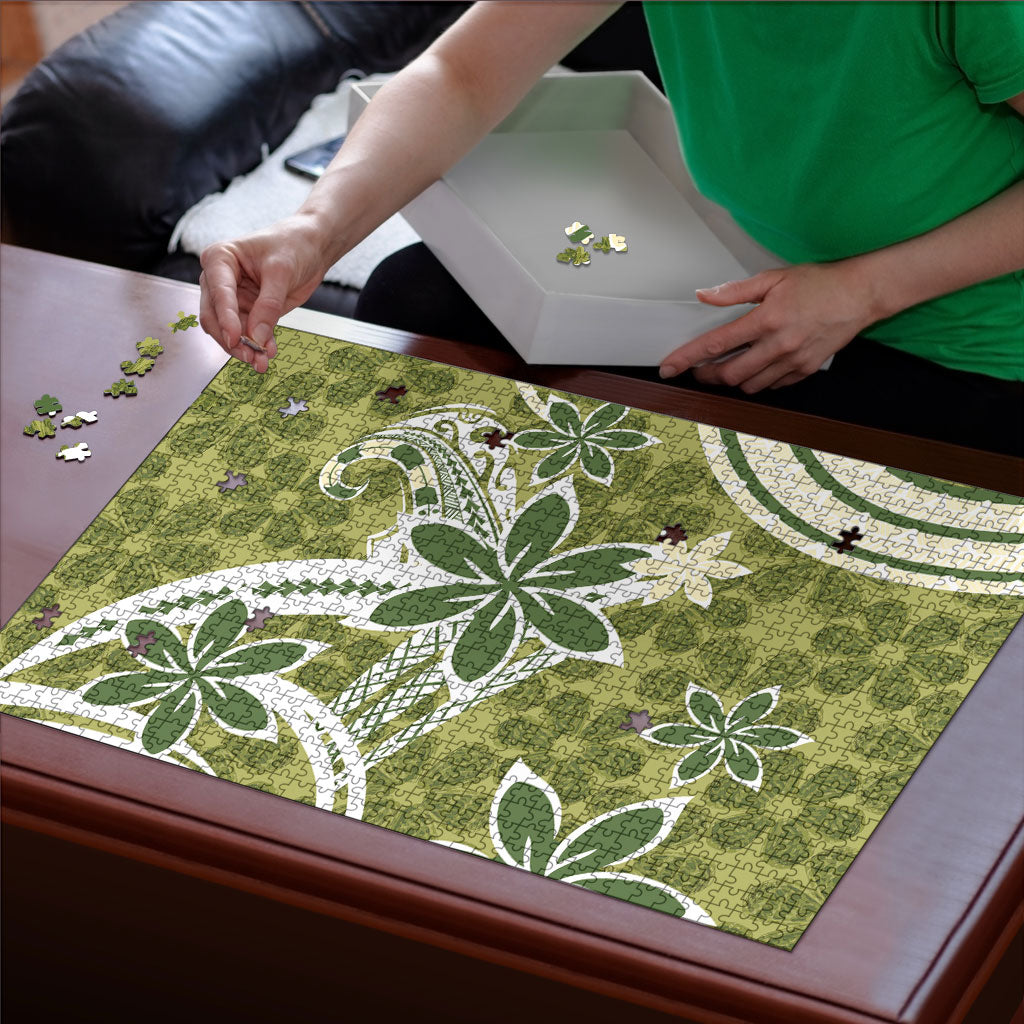 Hawaii Pupuala Plumeria Olive Green Puzzle Polynesian Pattern LT01 - Polynesian Pride