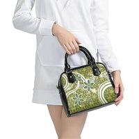 Hawaii Pupuala Plumeria Olive Green Shoulder Handbag Polynesian Pattern LT01 - Polynesian Pride