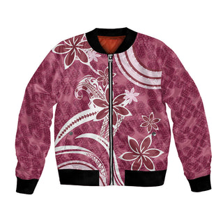 Hawaii Pupuala Plumeria Pink Bomber Jacket Polynesian Pattern LT01 - Unisex / S / Pink