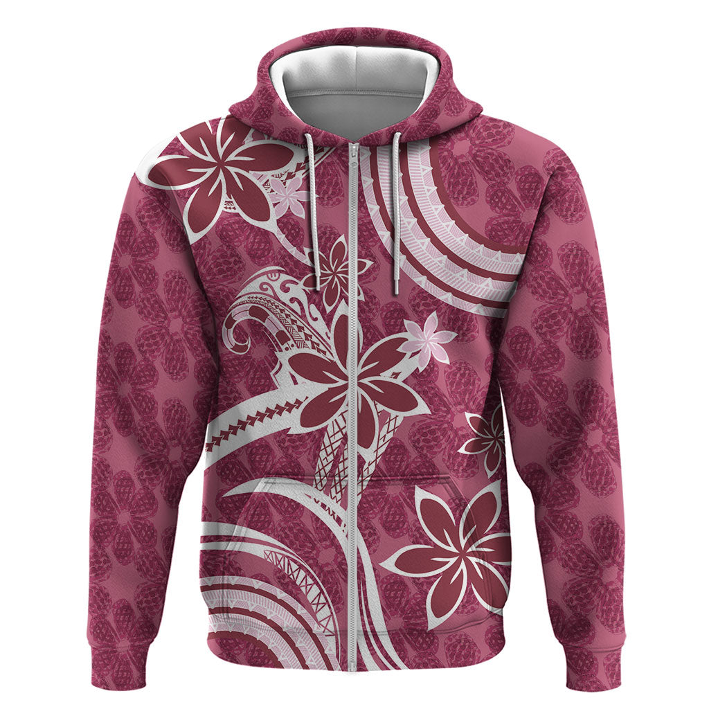 Hawaii Pupuala Plumeria Pink Hoodie Polynesian Pattern LT01 Zip Hoodie Pink - Polynesian Pride