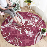 Hawaii Pupuala Plumeria Pink Round Carpet Polynesian Pattern LT01 - Polynesian Pride