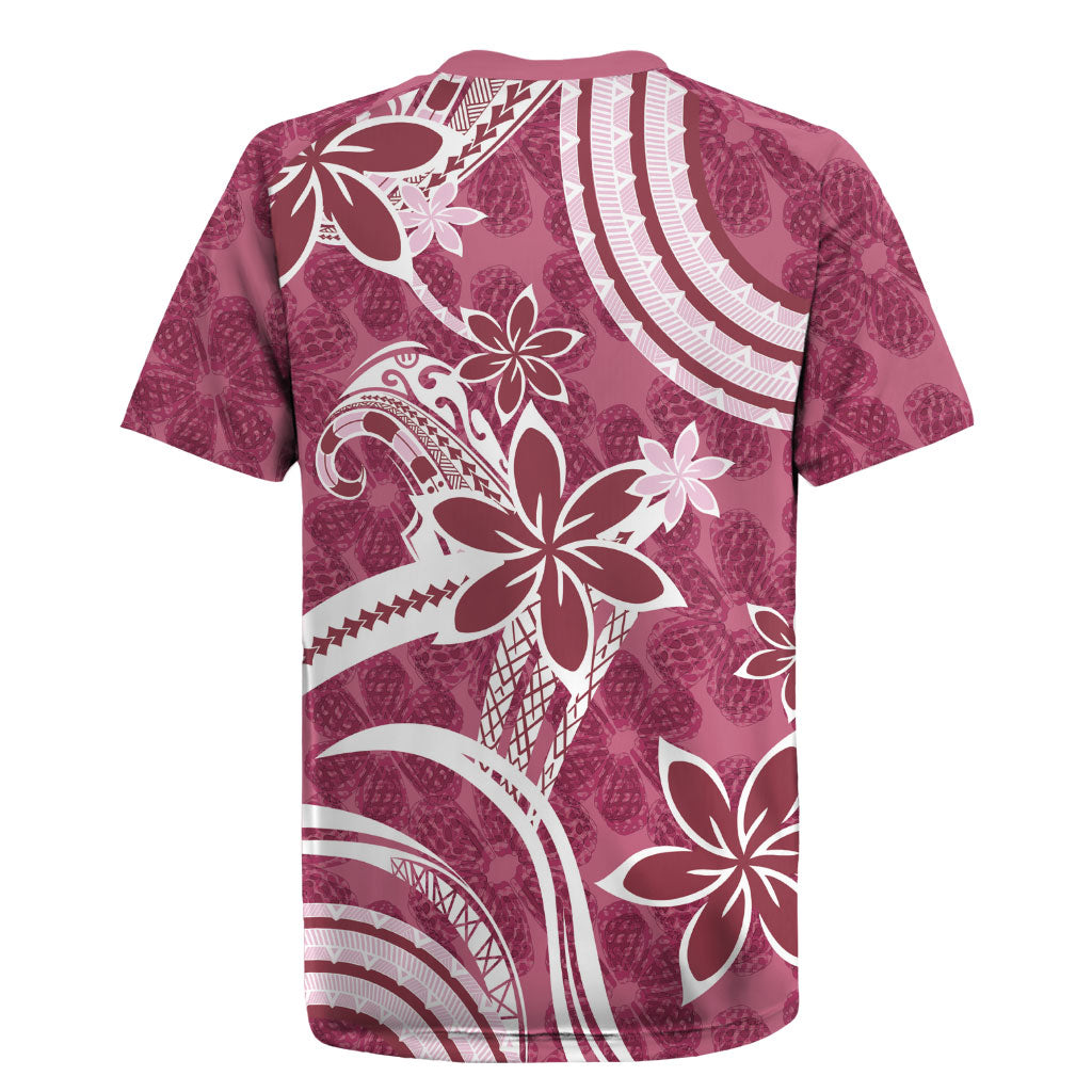 Hawaii Pupuala Plumeria Pink Rugby Jersey Polynesian Pattern LT01 - Polynesian Pride
