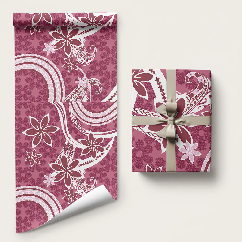 Hawaii Pupuala Plumeria Pink Wrapping Paper Polynesian Pattern
