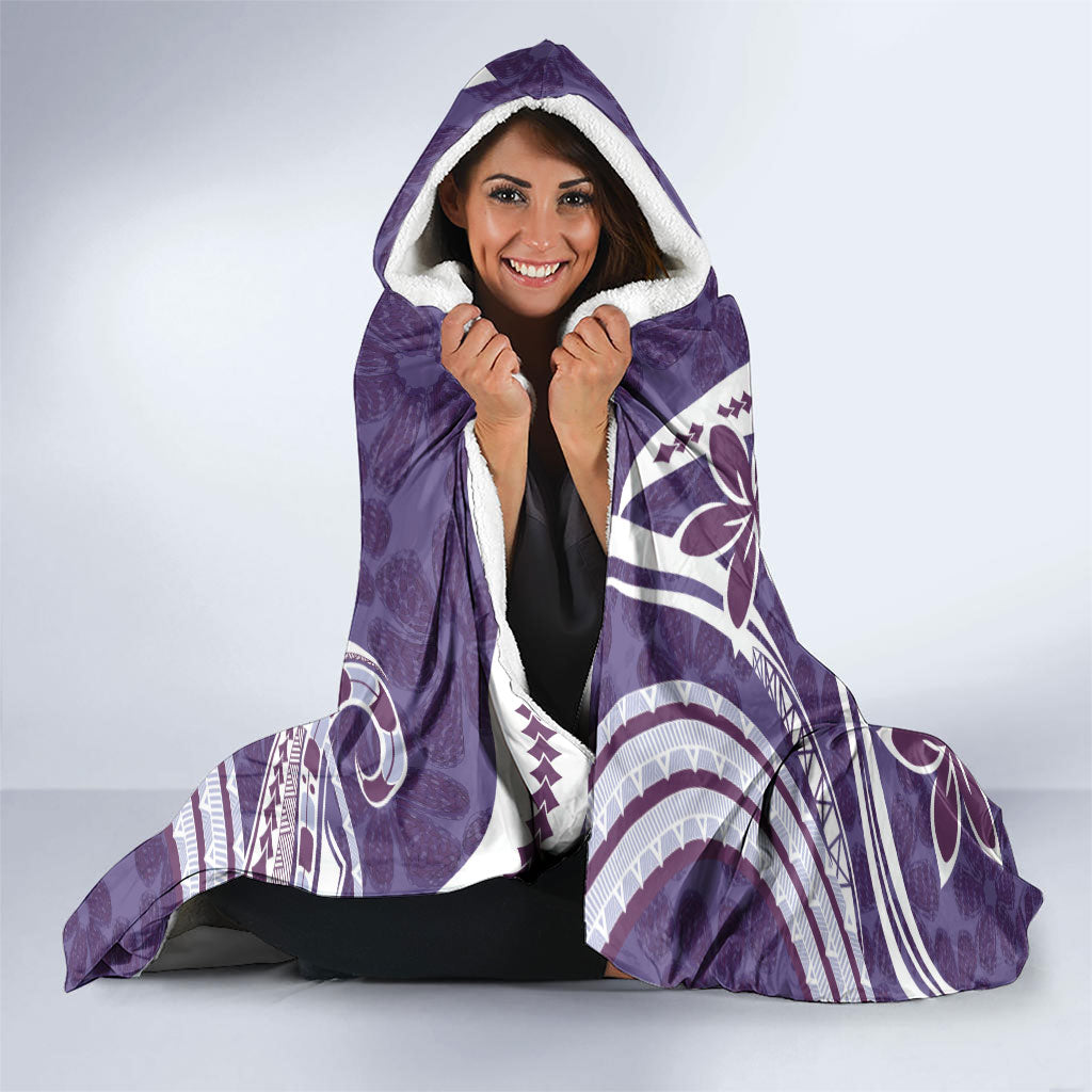 Hawaii Pupuala Plumeria Purple Hooded Blanket Polynesian Pattern LT01 - Polynesian Pride